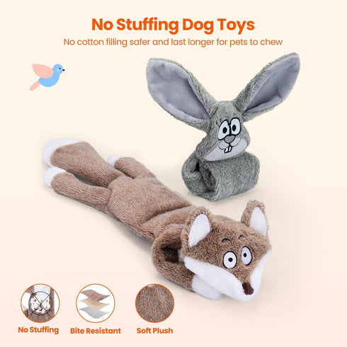 HGB Squeaky Dog Toys, No Stuffing Crinkle Dog Toys for Large Medium Small Dogs, Interactive Dog Toys to Keep Them Busy, Plush Dog Chew Toys for Bo...