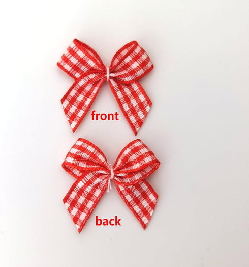 50pcs 1.2-Inch Mini Red Gingham Ribbon Bows for Crafts Plaid Ribbon Bows Appliques for Christmas Ornament Embellishment Decoration(Red)...