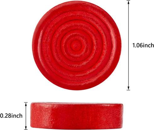 24 Pieces Wooden Checkers 1.06 Inch Checkers Board Game Pieces Stackable Ridge in Drawstring Storage Pouch for Checkers Game, Red and Black...