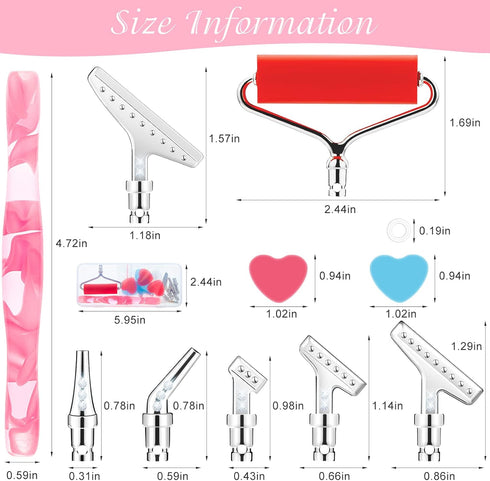 Sonsage Metal Tips Diamond Art Painting Resin Pen Pink 5D Ergonomic Diamonds Art Roller Accessories and Tools Set Dots Round Square Drill Wax Pens...