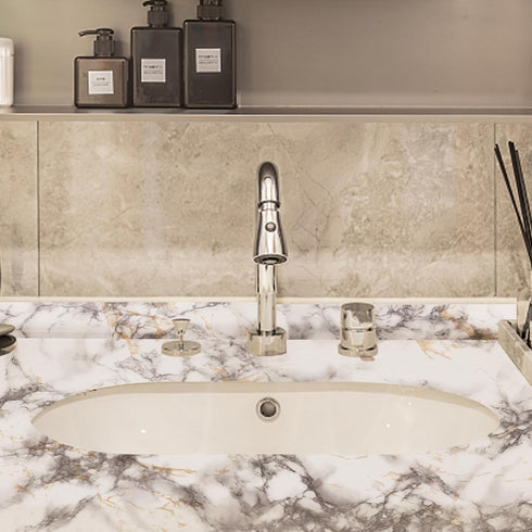 Decoroom 17.71"x118" Marble Contact Paper for Countertops Glossy Peel and Stick Granite Marble Wallpaper for Kitchen and Bathroom Cabinets Vinyl F...