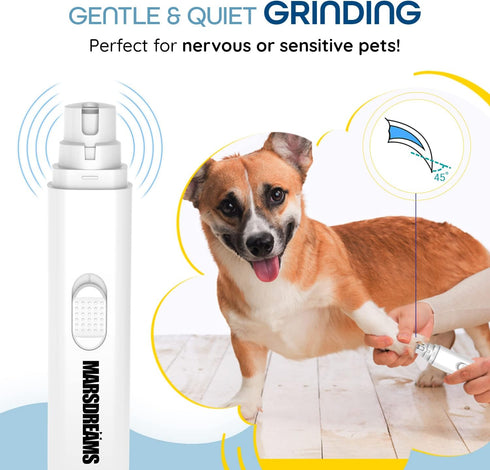 Pet Nail Grinder - Dog & Cat Nail Trimmer - Painless Paw Claw Care for Small, Medium Large Pets with Cleaning Brush - Easy and Safe Silent Pet Gro...