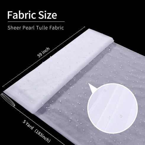 White Pearl Tulle Fabric 3 Yard Sheer Mesh Fabric Bridal Veil Wedding Table Decorations for Wedding Sweetheart Sewing DIY Crafts Gowns Crafts...