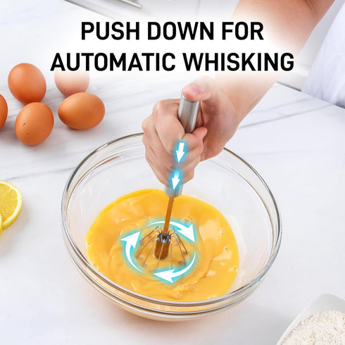 Zulay Kitchen Egg Beater Whisk - Push Whisk for Cooking - Egg Whisk Mixer, Hand Mixer Manual, Automatic Whisk Cooking Tool - Hand Whisk for Kitche...