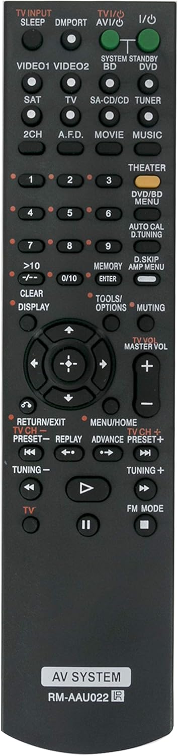 RM-AAU022 Replaced Remote fit for Sony AV Receiver HT-SS2300 HTDDW5000 STR-DG520 STRKM7500 HTDDWG700 HT-SF2300 STR-KS2300 1-480-099-21 Home Theate...