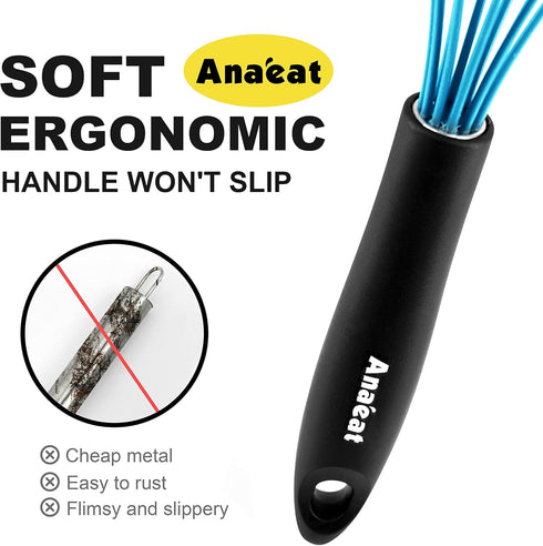 Anaeat Silicone Balloon Whisk, Perfect for Non-Stick Cookware, Milk and Egg Beater Blender, Heat Resistant Kitchen Whisks for Whisking, Cooking, B...