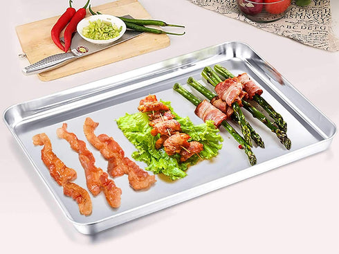 TeamFar Baking Sheet, Stainless Steel Baking Pan Cookie Sheet, Healthy & Non Toxic, Rust Free & Less Stick, Easy Clean & Dishwasher Safe...