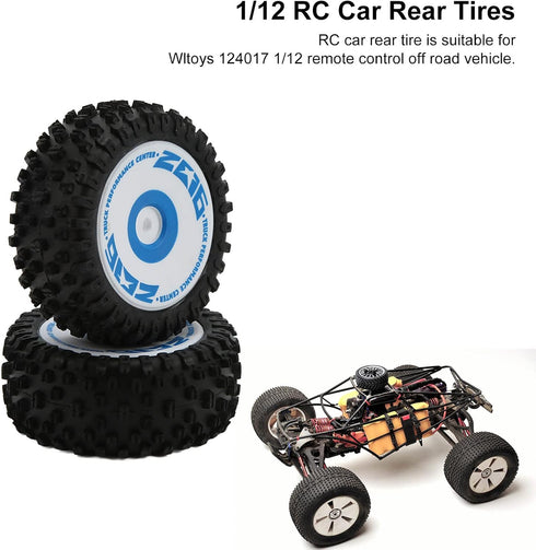 RiToEasysports RC Car Tires,Rear Rubber Tires for Wltoys 1/12 Remote Control Car 124017 RC Car Upgrade Part...