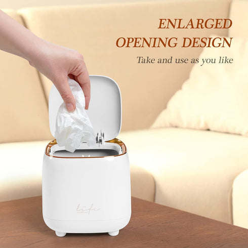 Mini Countertop Trash Can with 12 Rolls of Trash Bags, Desk Trash Can Tiny Trash Can with Press Type Lid, Desktop Trash Can Applicable for Bathroo...