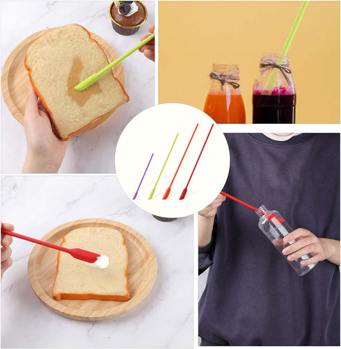4 Pcs Beauty Spatula Mini Spatula Silicone Set Makeup Spatula Multifunctional Small Scraper Lotion Stirrer for Cooking Baking Kitchen Tiny Spatula...