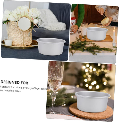 PRETYZOOM 3pcs 5 Nonstick Toaster Oven Pan Bread Tin Steaming Pan Anodized Aluminum Cake Pan Pudding Round Baking Cake Pan Layer Cake Pan Baking P...