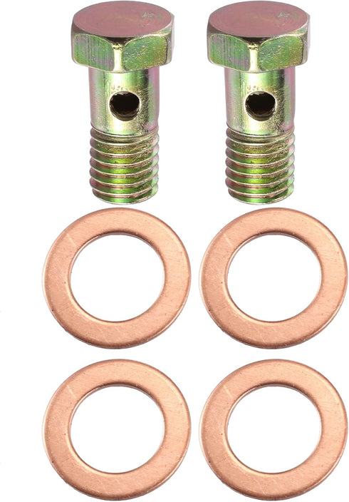 X AUTOHAUX 2 Set Banjo Bolt Brake Fitting Adapter Kit M10x1.5 Brake Line Thread Single Banjo Bolt with 10mm Spacers...