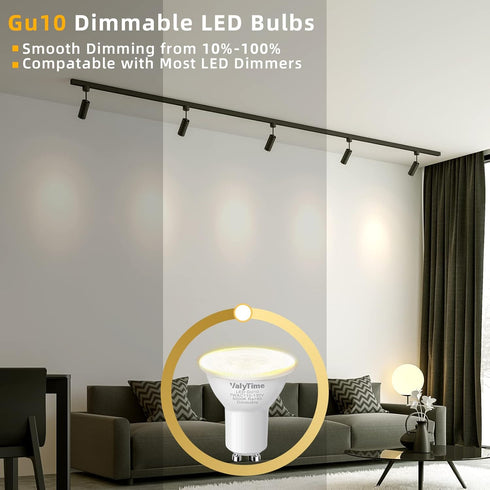 Dimmable GU10 LED Bulbs 7W(50W -60W-75W Equivalent) GU10 Light Bulbs Gu10 Shape Halogen Replacement Bulb 38°120V 650Lm for Track Spot Lighting Ind...