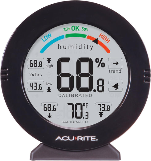 AcuRite 01080M Pro Accuracy Temperature and Humidity Gauge with Alarms, Black