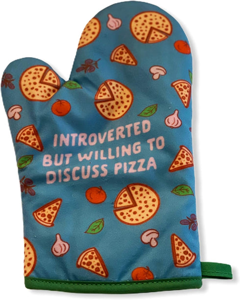 Introverted But Willing to Discuss Pizza Funny Baking Cooking Graphic Kitchen Accessories Funny Graphic Kitchenwear Cool Food Novelty Cookware Blu...