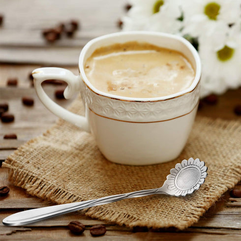 Chengu 8 Pieces Flower Coffee Tea Spoons Stainless Steel Sugar Spoons Tea Party Flower Fancy Tableware Set Stir Bar Creative Stirring Teaspoon, 8 ...