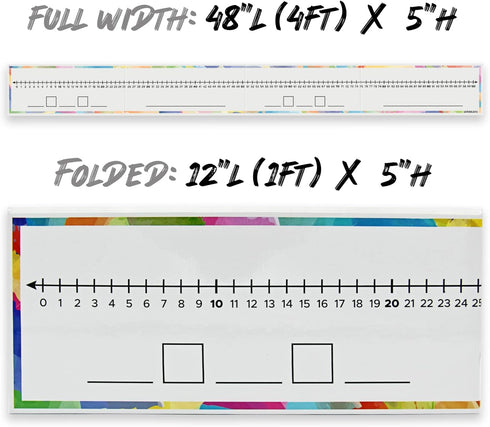 0-100 Dry Erase Number Line Board Double Sided 4 Feet Number Lines for Students with a Red & Black Dry Erase Marker Featuring 0-100 Number Line on...