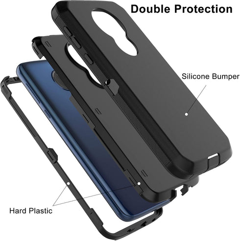 for Moto G7 Power/Moto G7 Supra/G7 Optimo Maxx Case,Shockproof Armor Drop Protection Heavy Duty Rugged Bumper Hard Plastic & Shock Absorption Rubb...