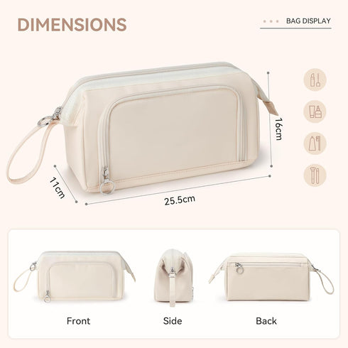 WLLWOO WLLWOO Travel Make Up Bags-Double Layer Cosmetic Bag Waterproof Large Wide-Open Organizer For Women Toiletry Cosmetic Bag For Toiletries Ac...