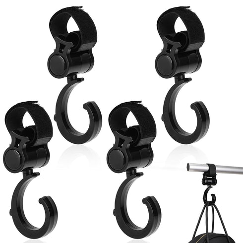 4 Pcs Walker Hook Hanging 360° Rotation Stroller Hooks for Hanging Diaper Bag Hanger Stroller Hooks for Walker Rollator Wheelchair Shopping Cart...