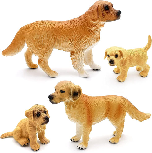 Gemini&Genius Dog Toys for Kids, Golden Retriever Family Playset, Detail and Realistic Puppy Action Figures, Pet Doggy Toys, 2-4 Inches Length - B...