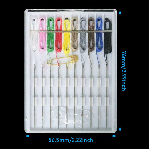WHYHKJ 6 Boxes Mini Pre Threaded Needle Kit Handy Home and Travel Quick Fix Sewing Kit Each Box with 10 Pieces...