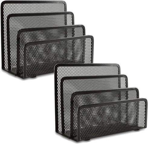 EASEPRES Desk Mail Organizer, 2 Pack Office Small Letter Sorter Desktop File Organizer Metal Mesh with 3 Vertical Upright Compartments...