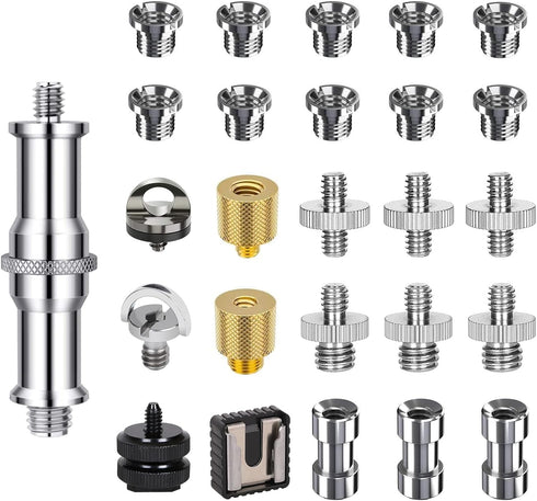 26PCS Camera Screws Mount Set 1/4 Inch and 3/8 Inch Threaded Converter Screws Adapter Flash Shoe Mount for DSLR Camera/Tripod/Monopod/Ballhead/Fla...