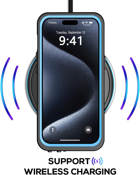 for iPhone 15 Pro Case Waterproof 6.1'', Full Protective Dustproof Shockproof Phone Case with Screen Protector for Apple iPhone 15 Pro (Blue)...