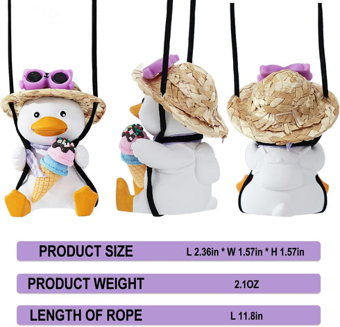 Swing Duck Car Hanging Ornament Cute Swing Duck Car Pendant Swing Duck Auto Decoration Car Rearview Mirror Pendant Rearview Mirror Decoration for ...