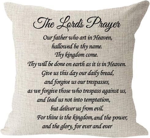 The Lord s Prayer Blessing Gift to Family Friend Farmhouse Cotton Linen Square Throw Waist Pillow Case Decorative Cushion Cover Pillowcase Sofa 18...