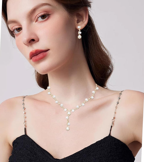 Elegant Bride Bridesmaid Jewelry Sets for Wedding Prom Bridal Necklace Earrings Bracelet Set Women Formal Dress Accessories...