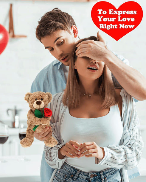 12'' Stuffed Teddy Bear Dolls with Rose, Soft Plush Animal Toys for Valentine's Day Her/Girlfriend Lover Mom Kids Gifts...