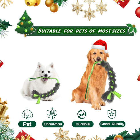 Christmas Dog Tug Toys Dog Rope Toys Pets Puppy Aggressive Chewers Toys Xmas Pet Gifts, Easy to GRAP Large Dog Chew Toy Ideal for Training for Pup...