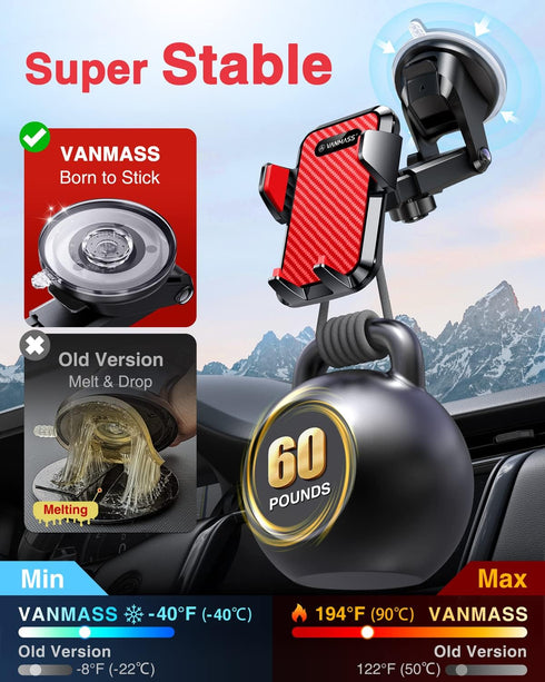 VANMASS ?2023 Strongest & Military-Grade? Car Phone Mount ?Patent & Safety? Ultimate Cell Phone Holder Best Handsfree Stand for Dash Windshield Ve...