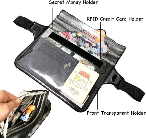Waterproof Waist Pouch Dry Belt Bag Fanny Pack Keep Your Key Fob Wallet Kindle Phone Dry Perfect For Swim Surf Snorkel(Black)...