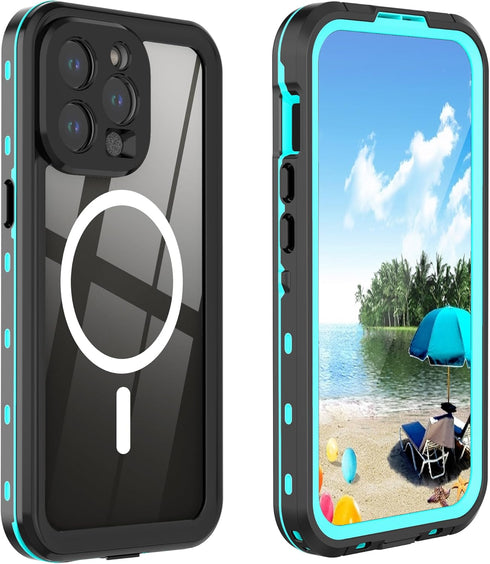 Case for iPhone 15 Pro Max,Compatible with MagSafe Waterproof DropProof DirtProof Snowproof Anti-Scratch Heavy Duty Full Body Protect Built in Scr...