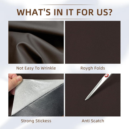 CHEIGHY Leather Repair Kit, Self Adhesive Leather Repair Patch for Furniture 15.7X78.7 inch Vinyl Repair Kit for Couches Car Seats, Sofa, Office C...