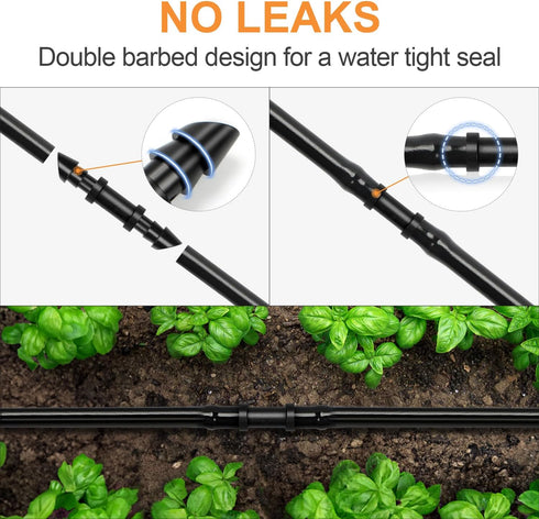 60 Pieces 1/4" Drip Irrigation Coupling Fittings?Drip Line Double Barbed Coupler Connectors for 1/4 Inch Irrigation Tubing Quick Connect 1/4'' Cou...