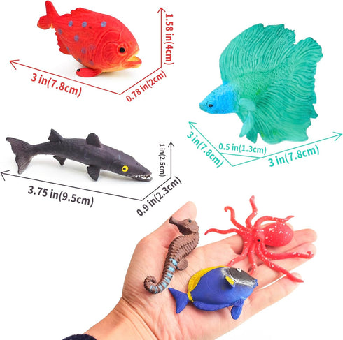 10Pcs Fish Toys Animal Figure Bath Toys, Color Changing Toys Sea Animal Toys, Sea Creatures Toys for Kids 3 Years and up, Water Table Toys for The...