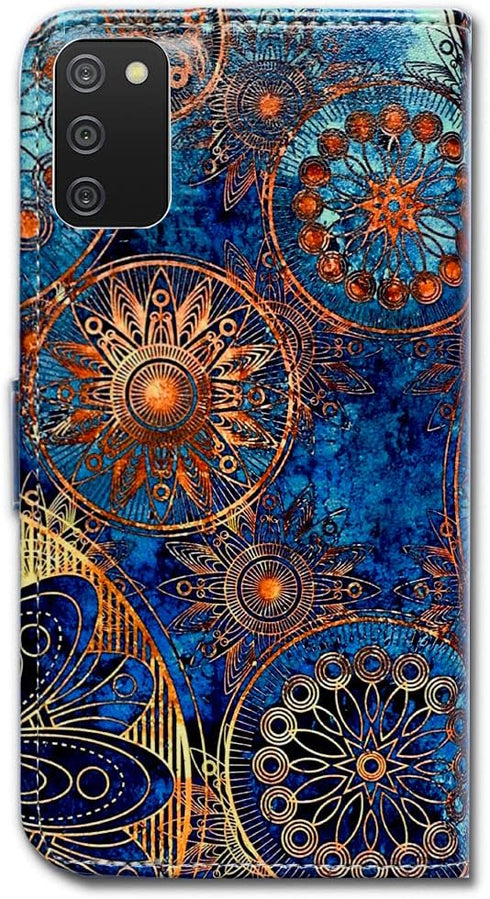 Case for Samsung Galaxy A02s, Gorgeous Colours Circle Mandala Leather Flip Phone Case Wallet Cover with Card Slot Holder Kickstand for Samsung Gal...