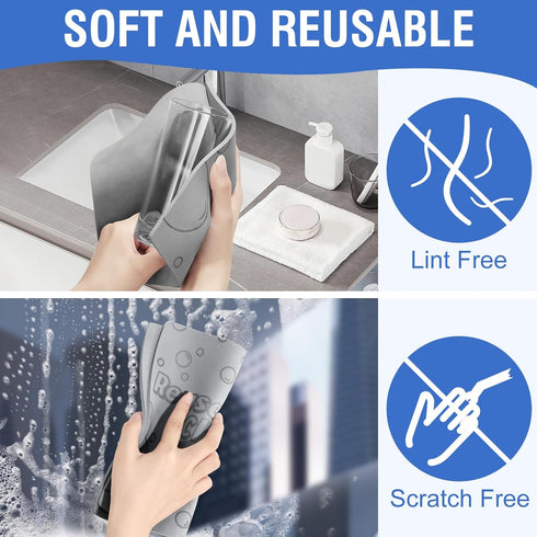 2pcs Damp Clean Duster Towel Magic Resuable Sponge Cleaning Cloths for Kitchen Car Wet Cleaning Towels Streak Free Cloth for Window,Mirror,Lint Fr...
