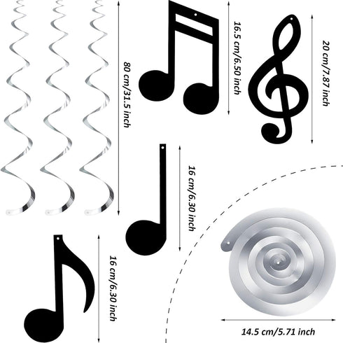 Zonon 25 Pieces Musical Note Hanging Swirl Music Foil Whirl Theme Party Decoration Cutout Spiral for Wedding Baby Shower Birthday Party Supplies (...