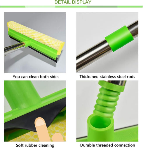 ITTAHO Squeegee for Window Cleaning, 2 in 1 Squeegee Window Cleaner with 58'' Long Handle,Window Washing Kit with Extension Pole for Shower, Winds...