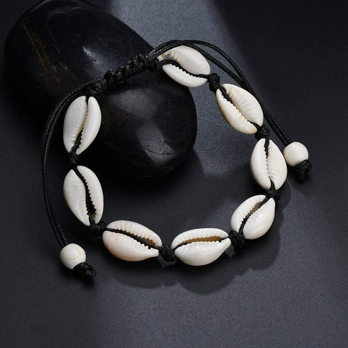 COLORFUL BLING 2 Pieces Handmade Boehmia Natural Cowrie Shell Anklet Seashell Ankle Bracelet Boho Beads Hawaii Foot Jewelry...