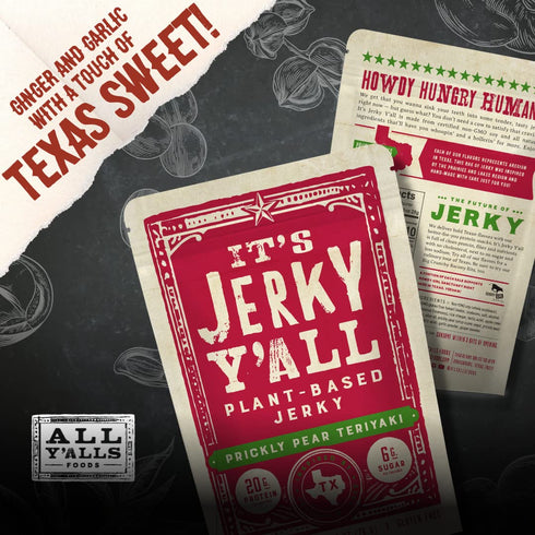 It's Jerky Y'all Vegan Jerky TERIYAKI - Beyond Tender and Tasty Meatless Vegan Snacks - High Protein, Low Carb, Non-GMO, Gluten-Free, Vegetarian, ...