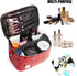 LACATTURA Travel Makeup Bag for Women, Leather Toiletry Bag, Cosmetic Case with Adjustable Divider, Portable Make Up Organizer, Brush Holder with ...