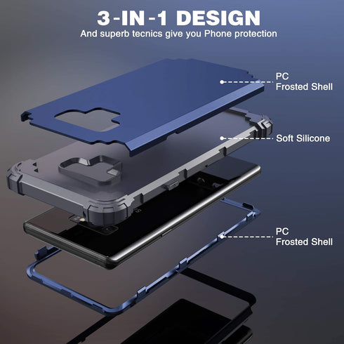 IDweel for Galaxy Note 9 Case, Note 9 Case Blue for Men, 3 in 1 Shockproof Slim Hybrid Heavy Duty Protection Hard PC Cover Soft Silicone Rugged Bu...