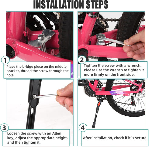 Bike Kickstand, Kids Bicycle Kickstand,Adjustable Aluminum Alloy Center Mount for 16 18 20 Inch Bicycle Wheel, Cycling Bracket for Wheel Mountain ...