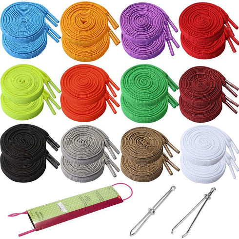 Sweatshirt Drawstring Replacement - 24Pcs Premium Hoodies Drawstring in 12 Colors, Hoodie Strings with 3Pcs Drawstring Threader for Pants Shorts (...